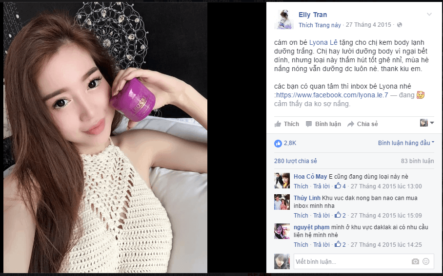 Hot girl Elly Trần sử dụng kem dưỡng da toàn thân lrocre