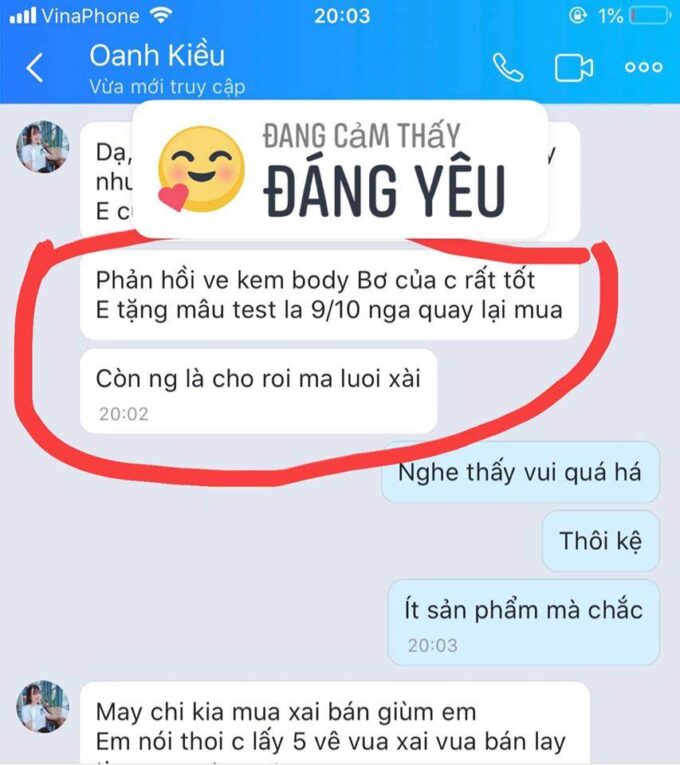 Phản hồi cực đáng yêu của khách hàng sau khi sử dụng Kem Body Bơ Lá Organic