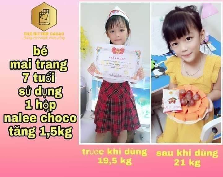 Bé Mai Trang 7 tuổi sử dụng 1 hộp nalee choco tăng 1,5kg