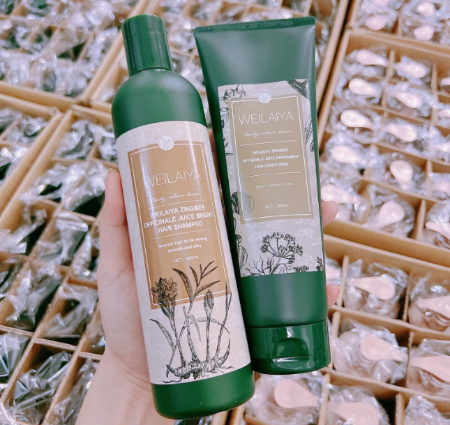 Cặp Dầu Gội Đầu Và Dầu Xả Tóc Thảo Dược Weilaiya