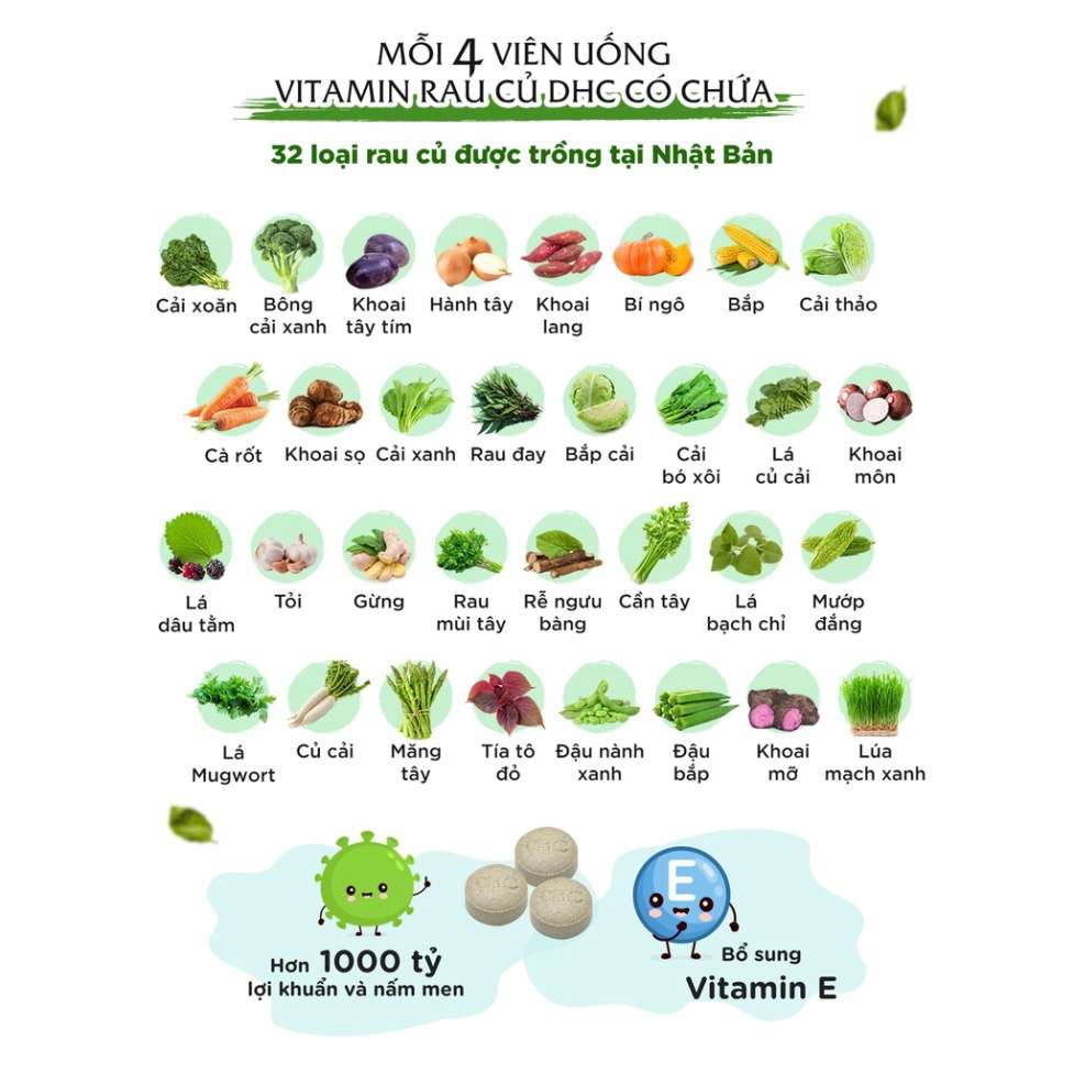 Sản phẩm chứa nhiều vitamin từ các loại rau củ phổ biến