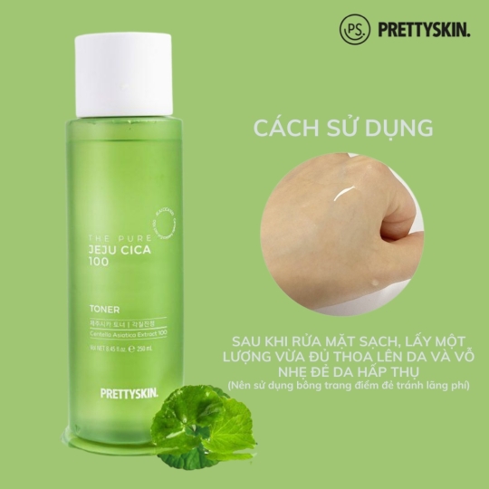 Nước Hoa Hồng Rau Má PrettySkin The Pure Jeju Cica 100 Toner