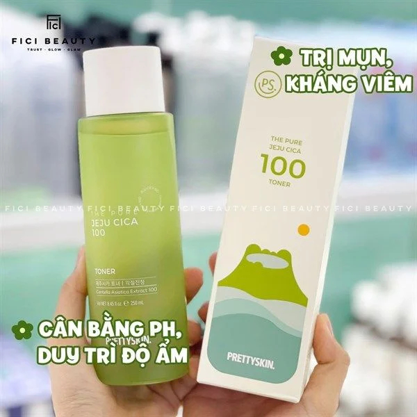 Nước Hoa Hồng Rau Má PrettySkin The Pure Jeju Cica 100 Toner