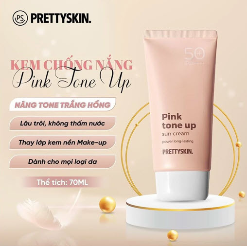 Sản phẩm kem chống nắng nâng tone Pink Tone Up Sun Cream Pretty Skin