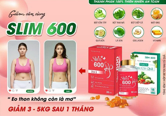 Kẹo Giảm Cân Slim 600 3 in 1 Tặng Detox