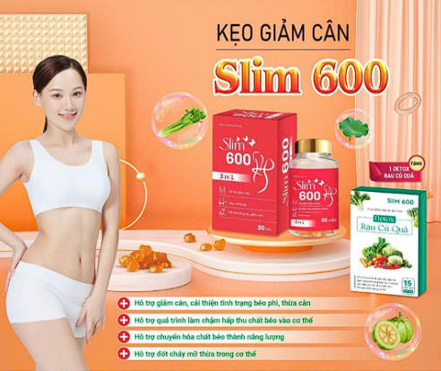 Kẹo Giảm Cân Slim 600 3 in 1 Tặng Detox