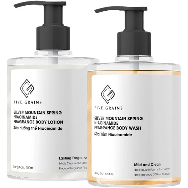Combo Sữa Tắm Sữa Dưỡng Thể Niacinamide Five Grains 500ml