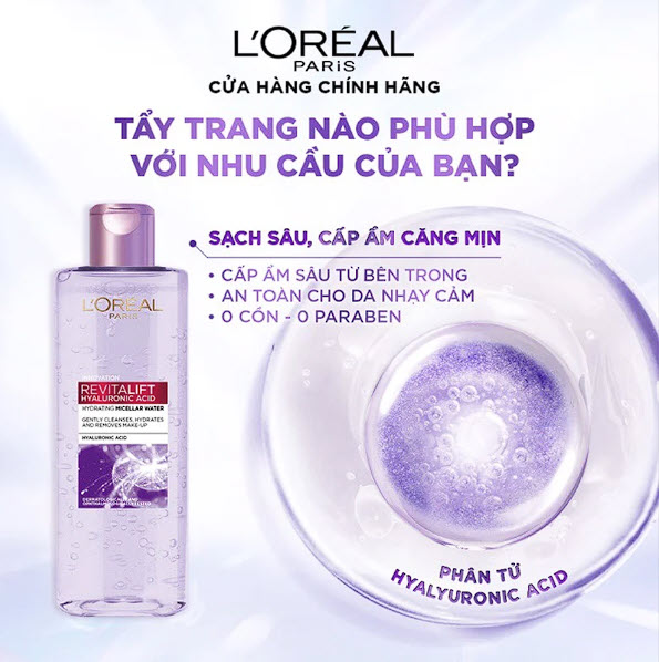 Sản phẩm nước tẩy trang L'Oréal Revitalift Hyaluronic Acid