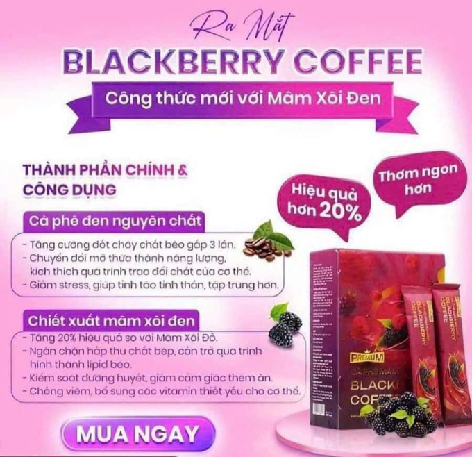 Giảm Cân Cà Phê Mâm Xôi Đen Blackberry Coffee 15 Gói