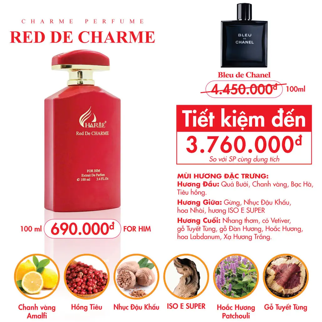 Nước Hoa Red De Charme 100ml | Hàng Chính Hãng