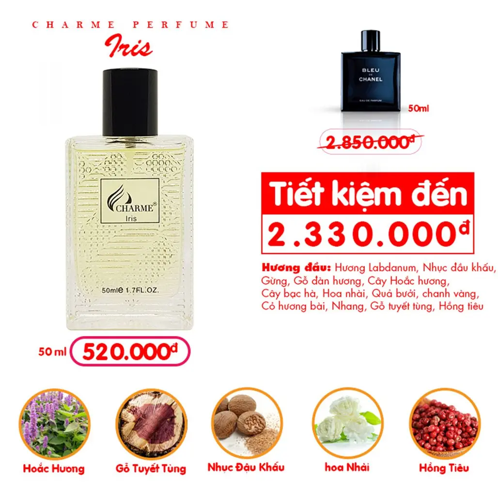Nước Hoa Nam Charme Iris 50ml EDP | Nước Hoa Chính Hãng