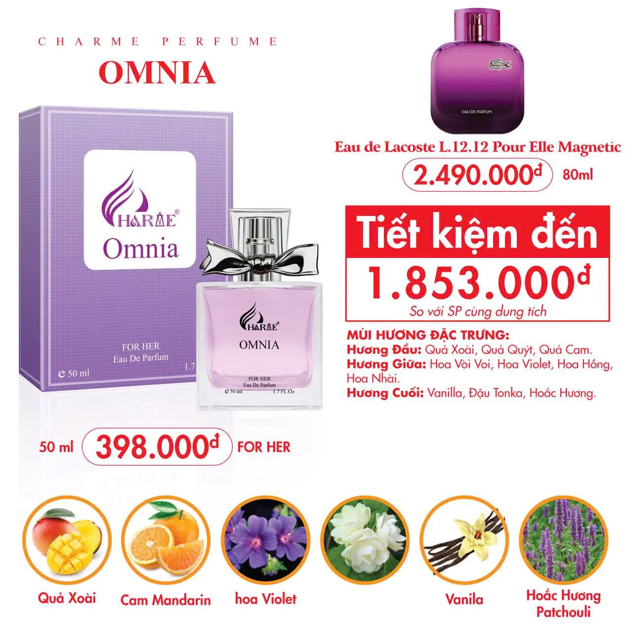 Nước Hoa Nữ Charme Omnia 50ml – EDP – Hàng Chuẩn Chính Hãng